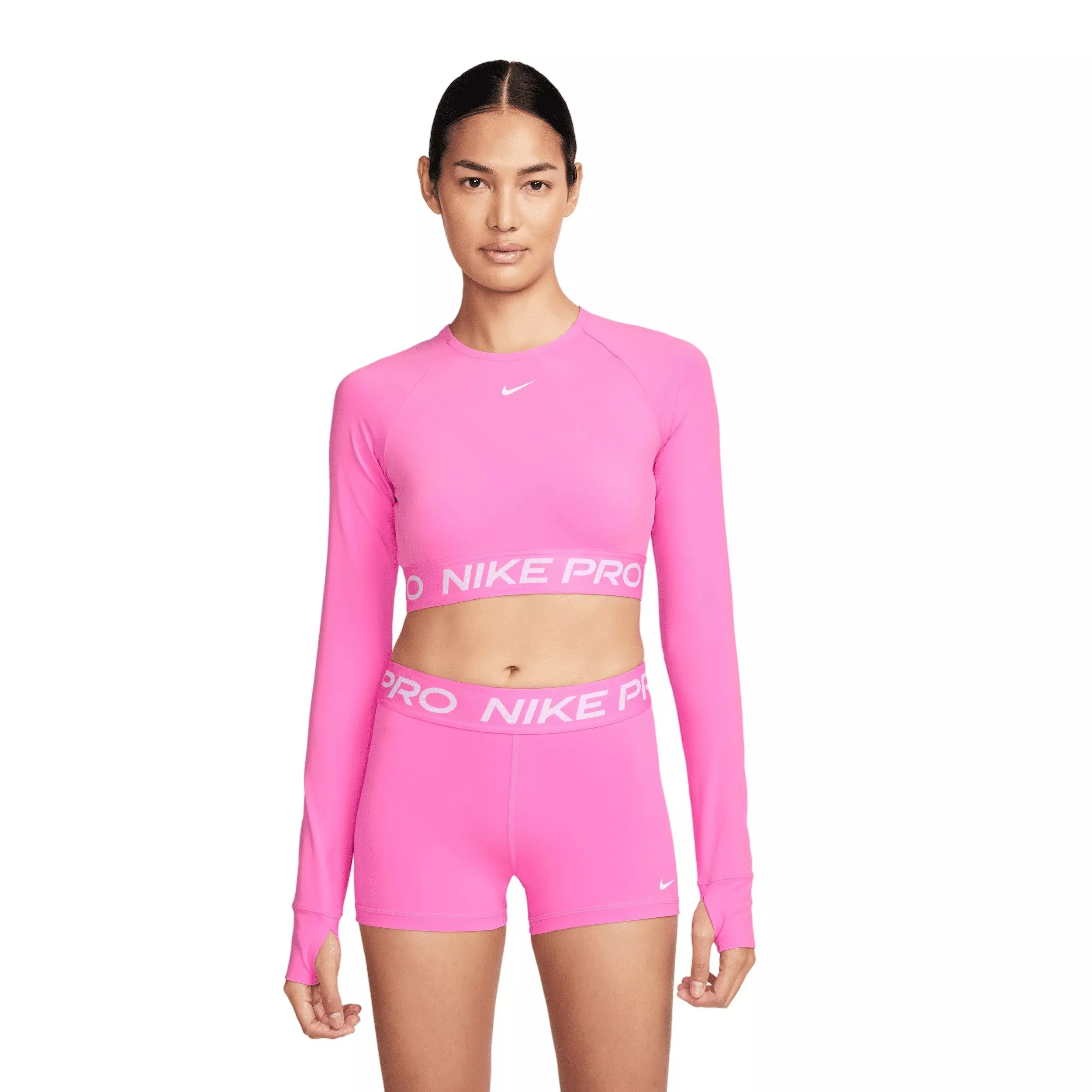 Nike Women's Pro Dri-FIT Cropped Long-Sleeve Top - Pink